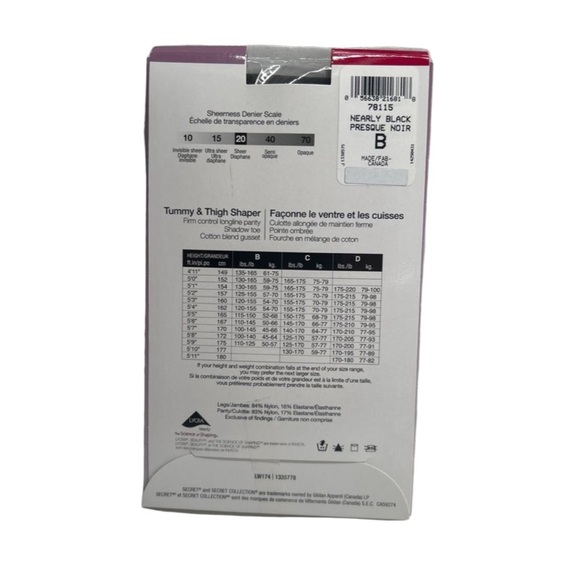 4/$20 Secret Collection Shape & Silky Control B Pantyhose 2 Pairs New Packages - Picture 3 of 12